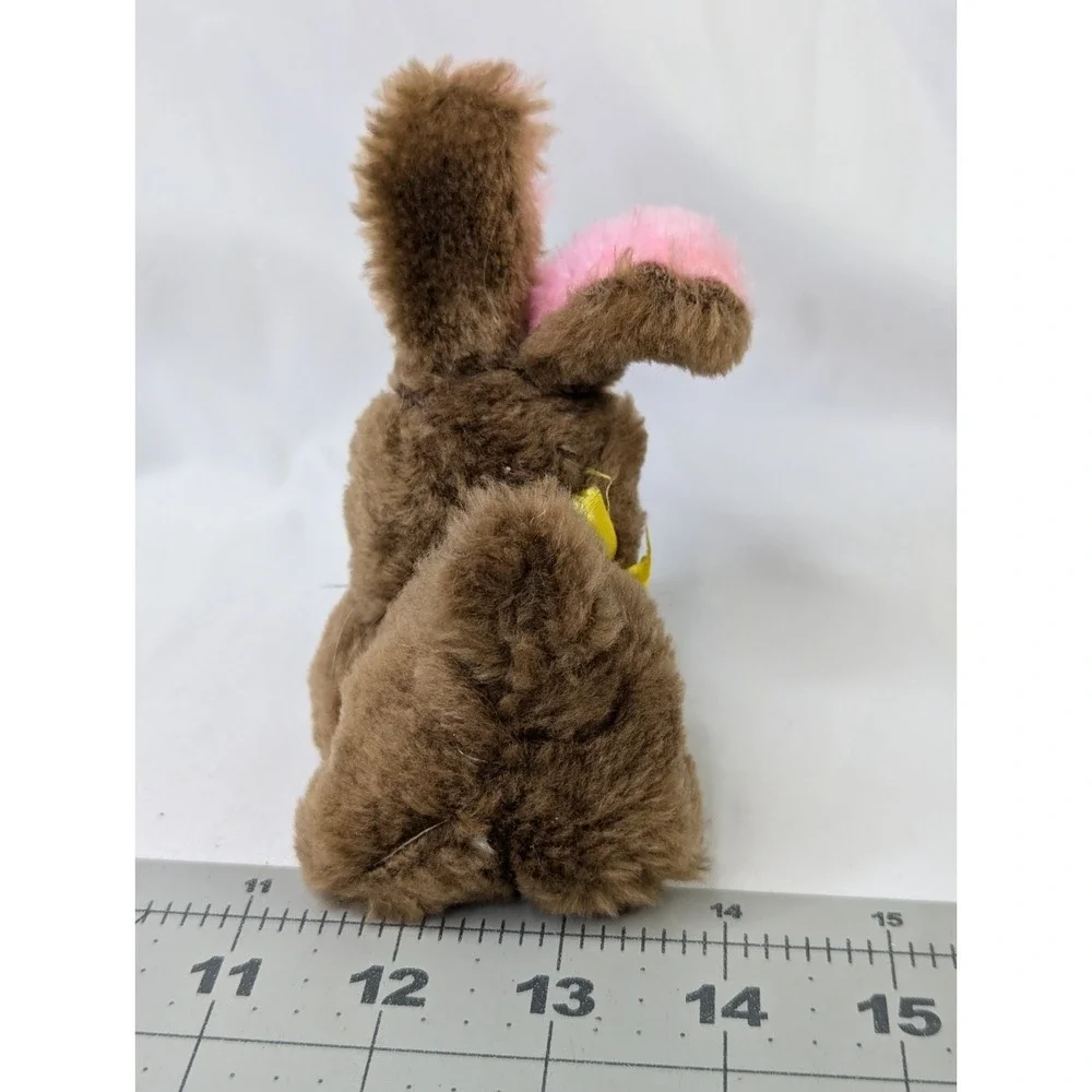 Russ Brown Mini Rabbit Plush 4 Inch Pink Ears Lot‎ of 2 Stuffed Animal Toy